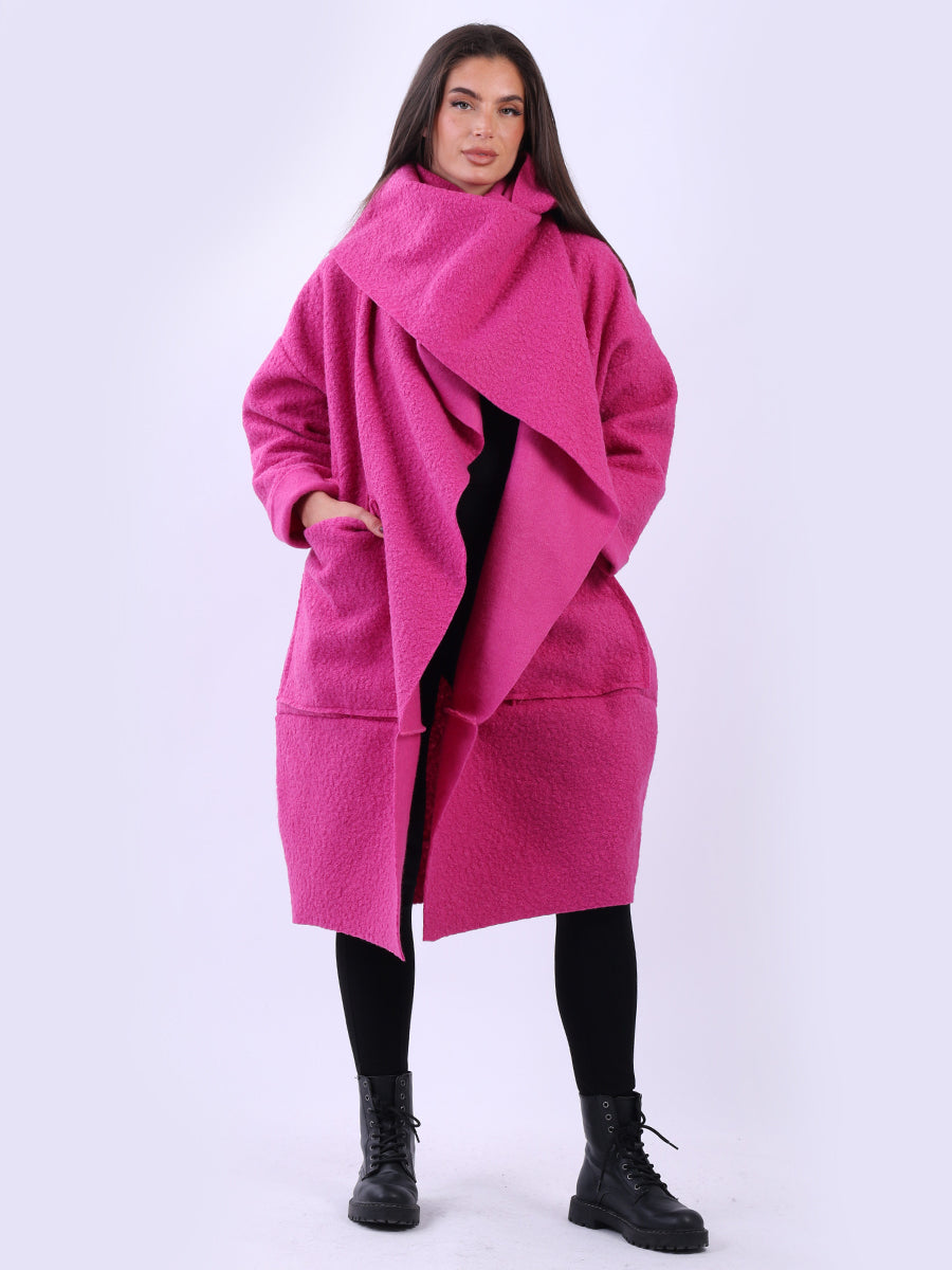 Ladies Cowl Neck Woolen Oversized Coat