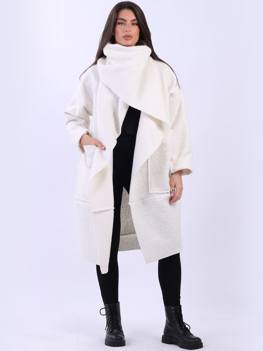 Ladies Cowl Neck Woolen Oversized Coat