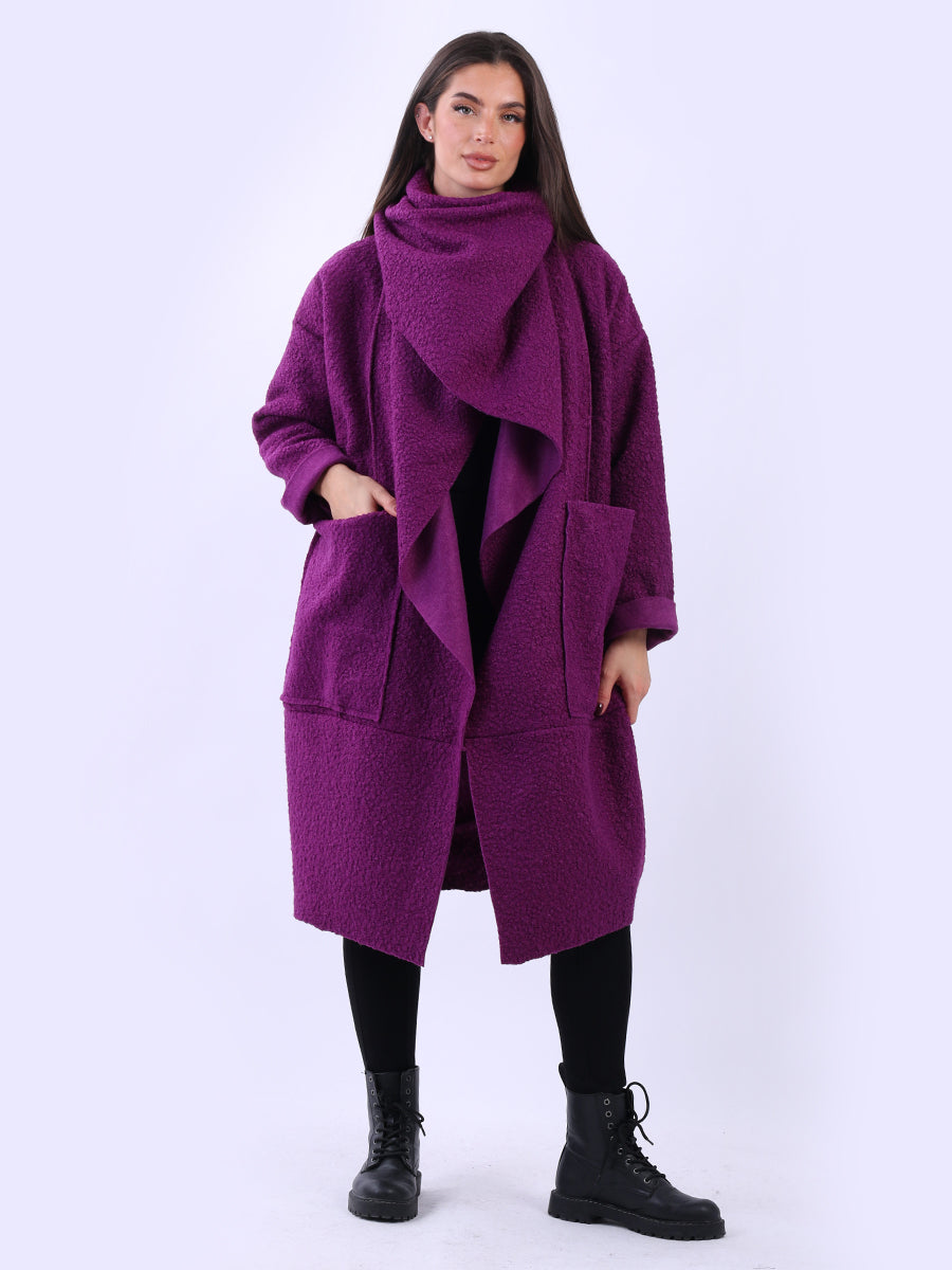 Ladies Cowl Neck Woolen Oversized Coat