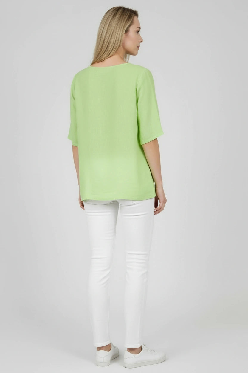 Made In Italy Plain Linen Baggy Top