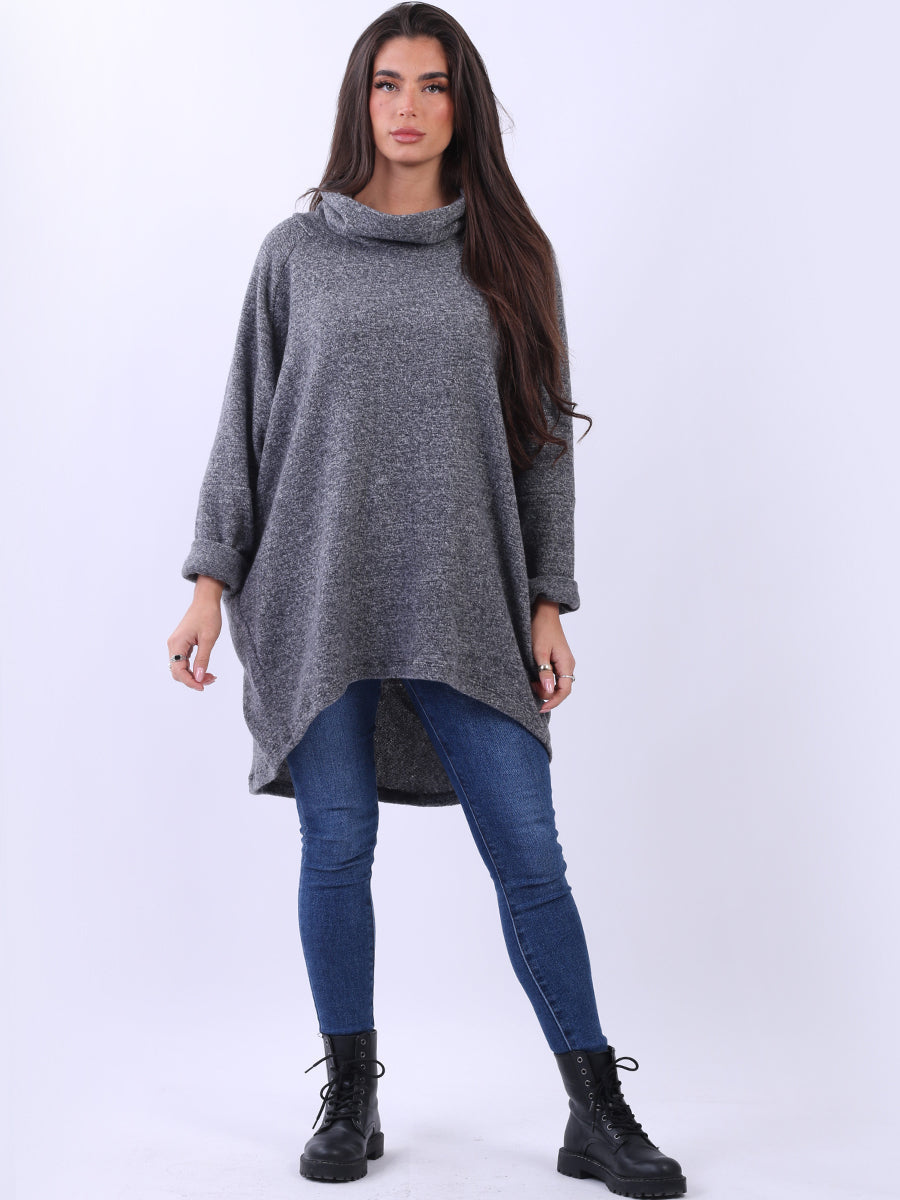 Cowl Neck Cotton Batwing Jumper