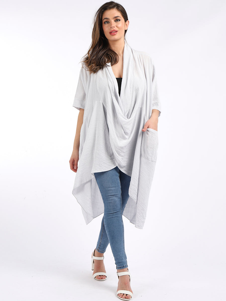 Ladies Cowl Neck Wrap Over Cotton Top