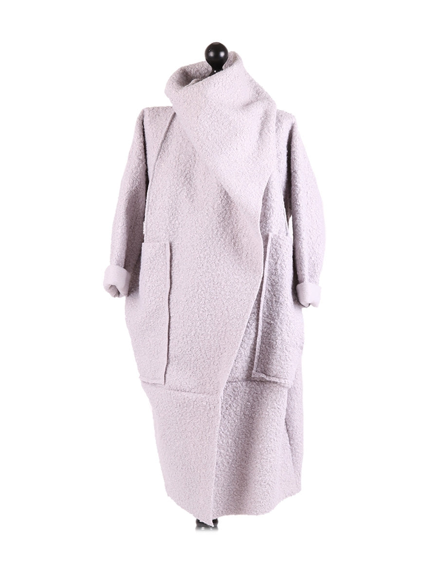 Ladies Cowl Neck Woolen Oversized Coat