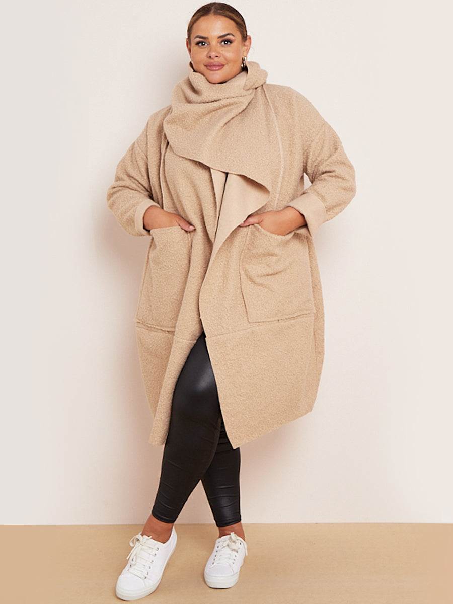 Ladies Cowl Neck Woolen Oversized Coat
