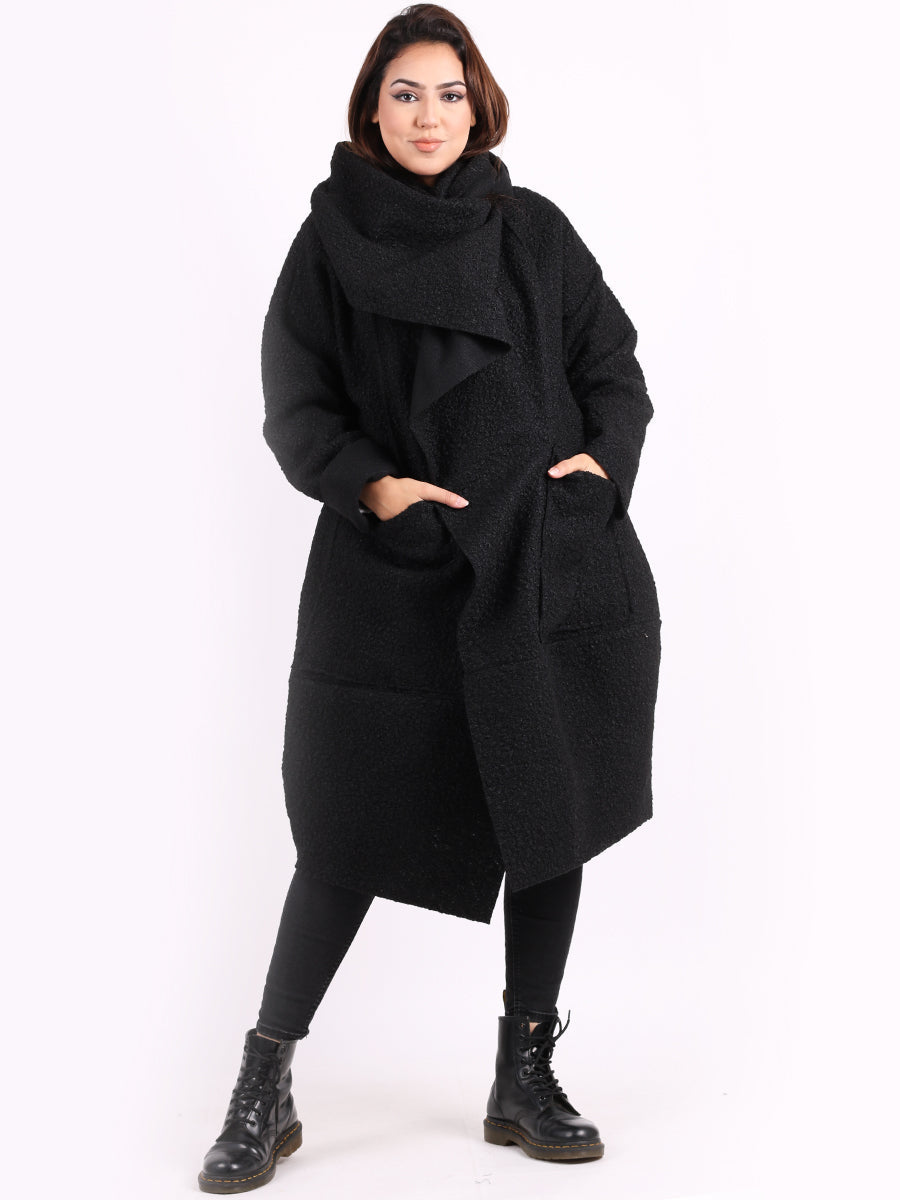 Ladies Cowl Neck Woolen Oversized Coat