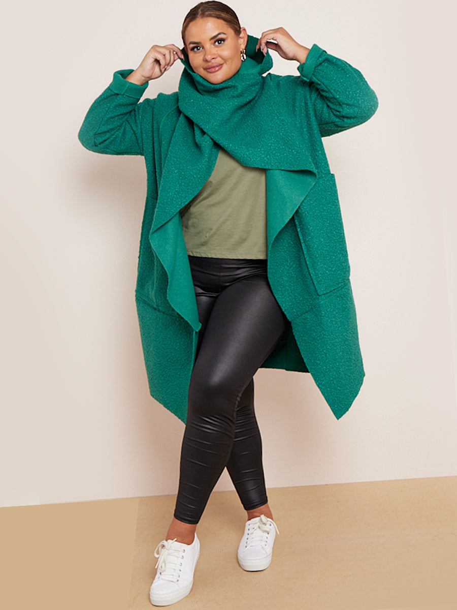 Ladies Cowl Neck Woolen Oversized Coat