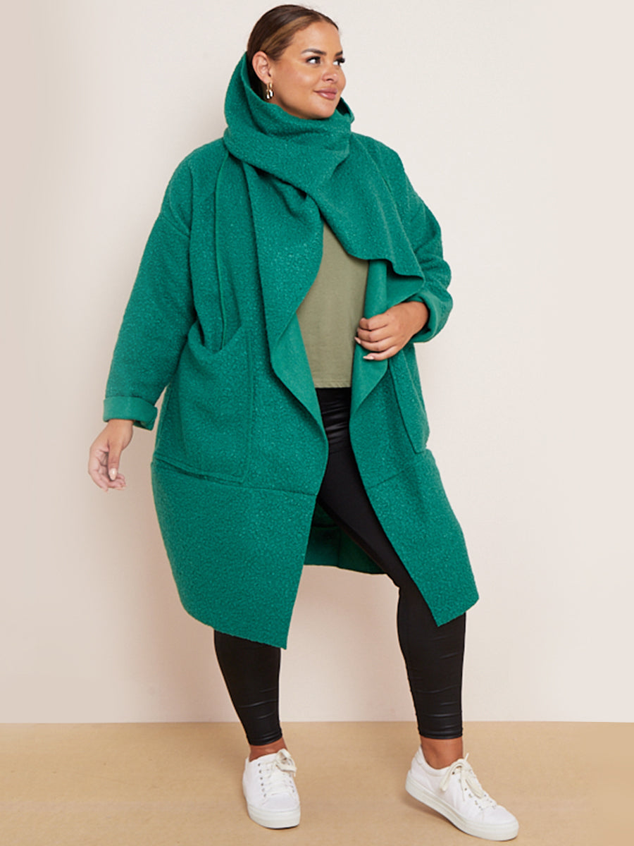 Ladies Cowl Neck Woolen Oversized Coat
