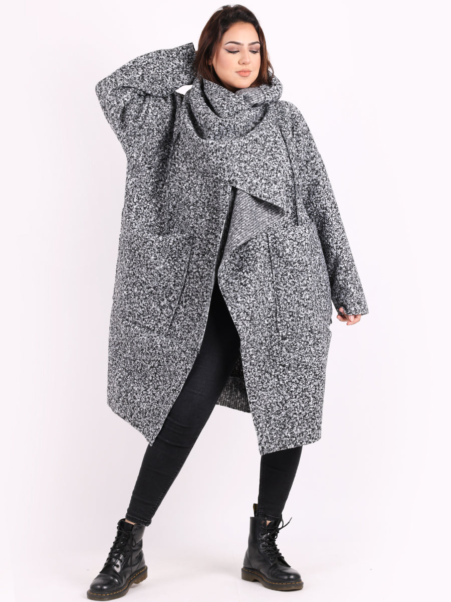 Ladies Cowl Neck Woolen Oversized Coat