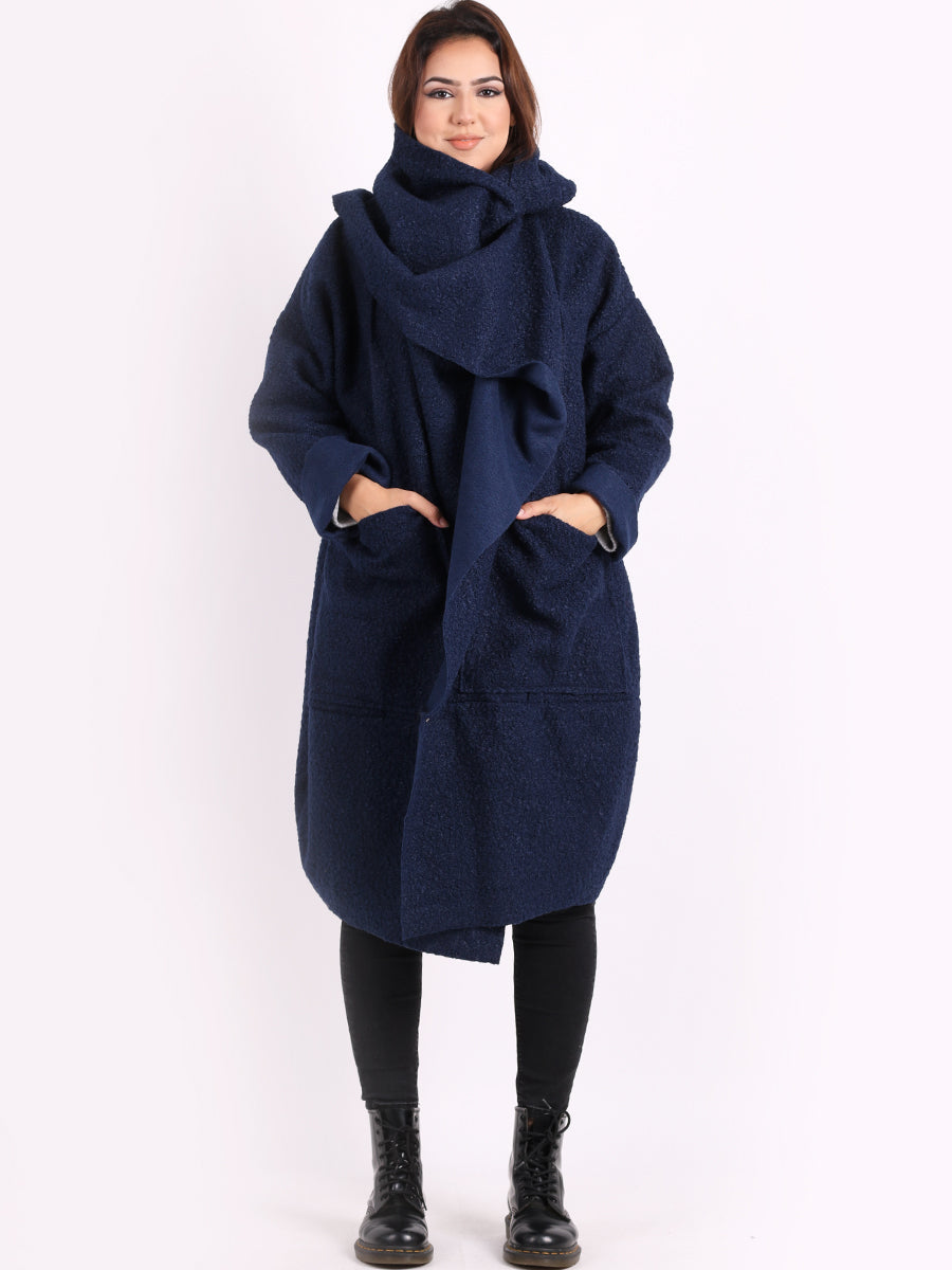 Ladies Cowl Neck Woolen Oversized Coat