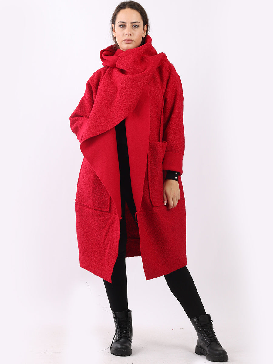 Ladies Cowl Neck Woolen Oversized Coat