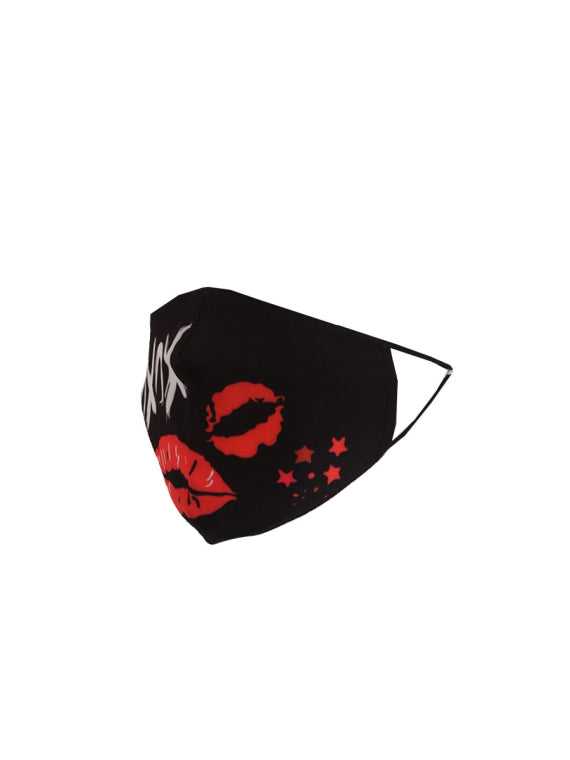 Italian Made XOXO Slogan Lips Mark Print Cotton Reusable Face Mask (PACK OF 5)
