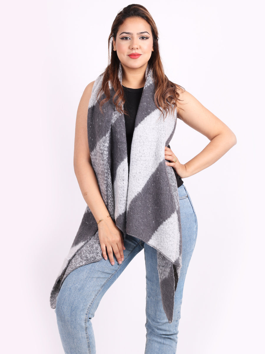 Stripy Color Blocks Ladies Wool Mix Scarf