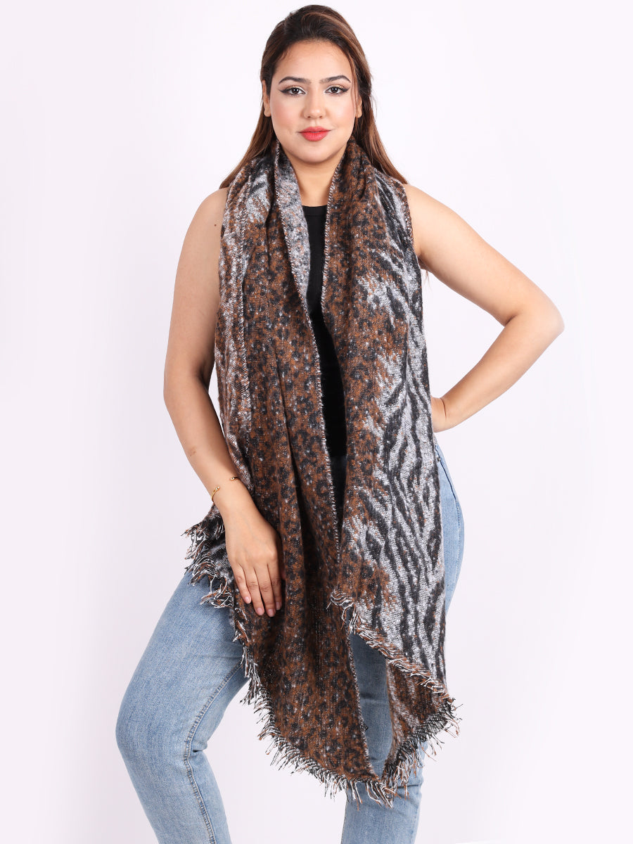 Lana Wool Ladies Leopard Print Warm Scarf