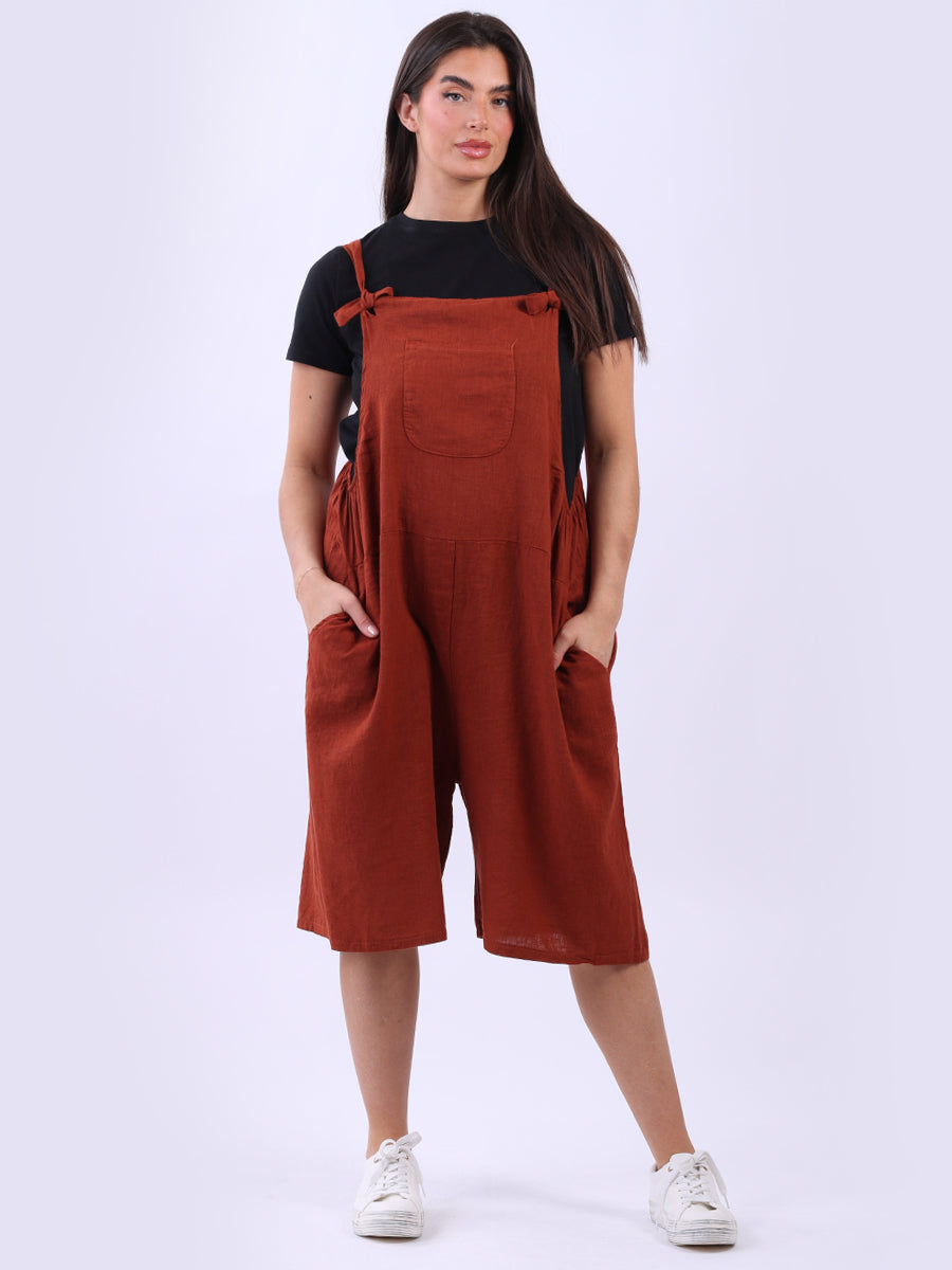 Linen Knotted Straps Playsuit