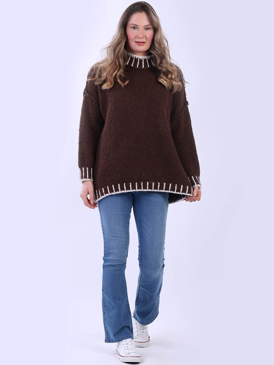 Whipstitch Knitted Wooly Jumper