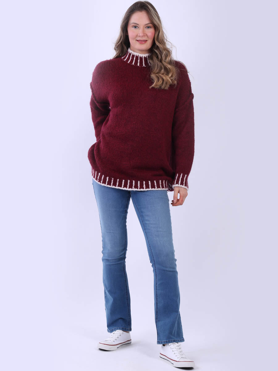 Whipstitch Knitted Wooly Jumper