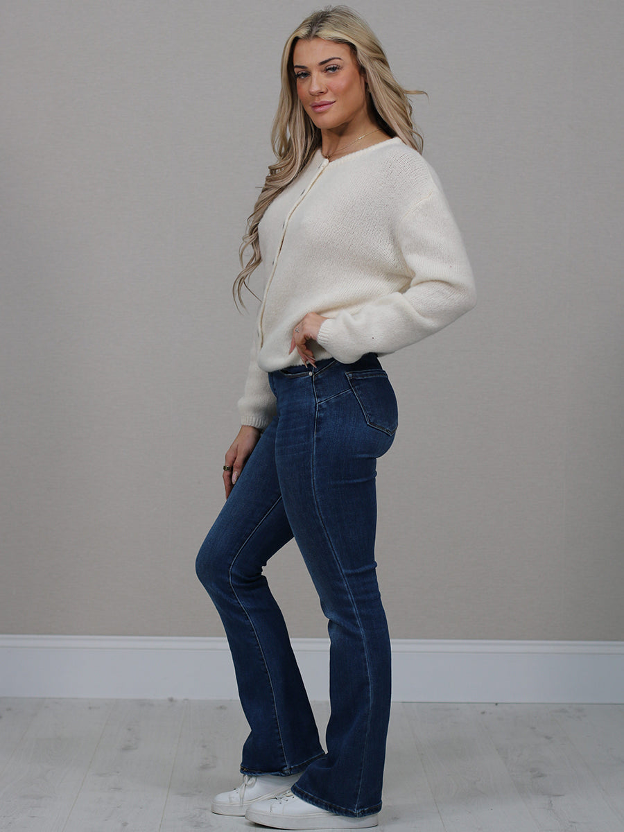 Front Buttoned Crop Knitted Cardigan