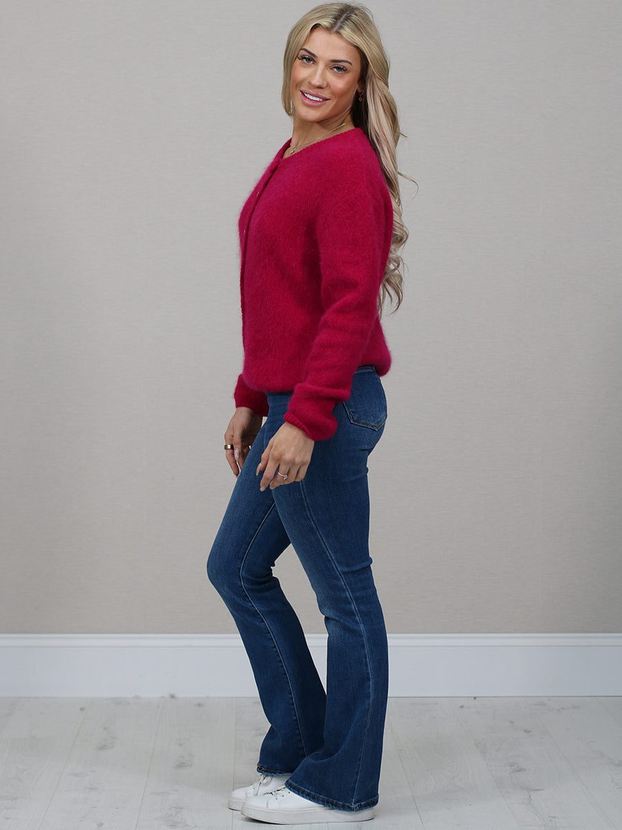 Front Buttoned Crop Knitted Cardigan