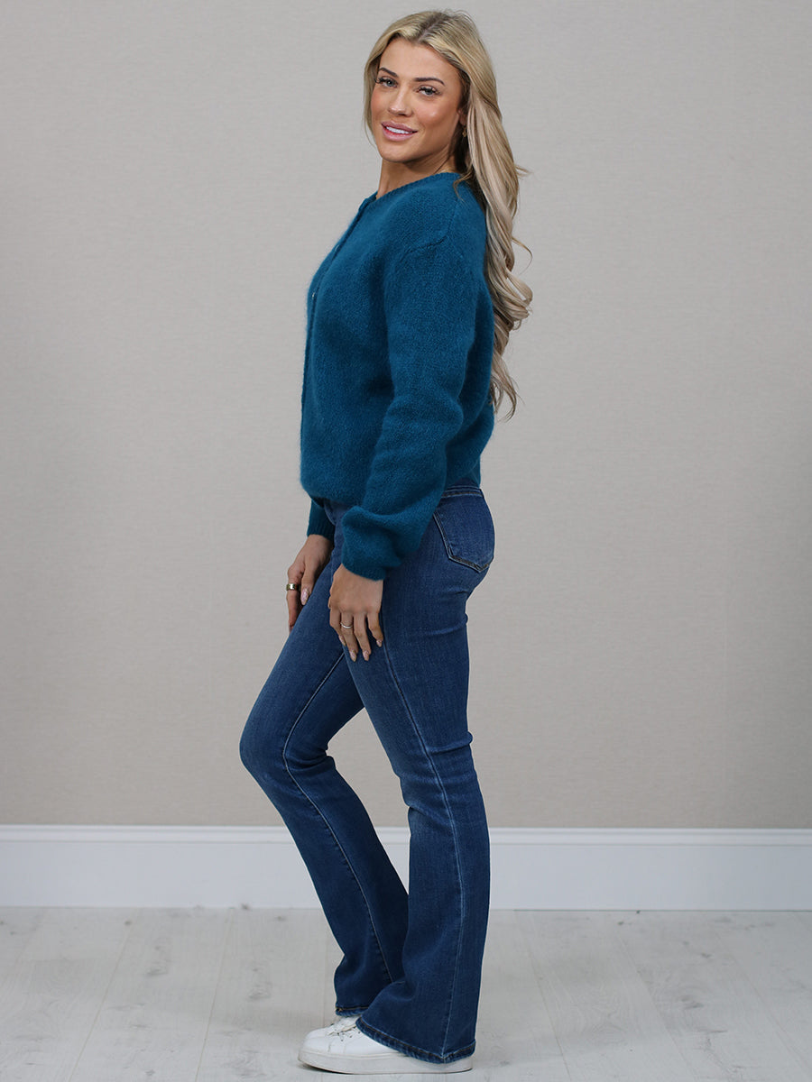 Front Buttoned Crop Knitted Cardigan