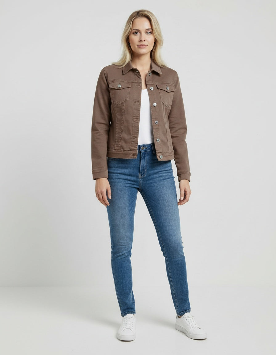 Women Button Down Denim Cotton Jacket