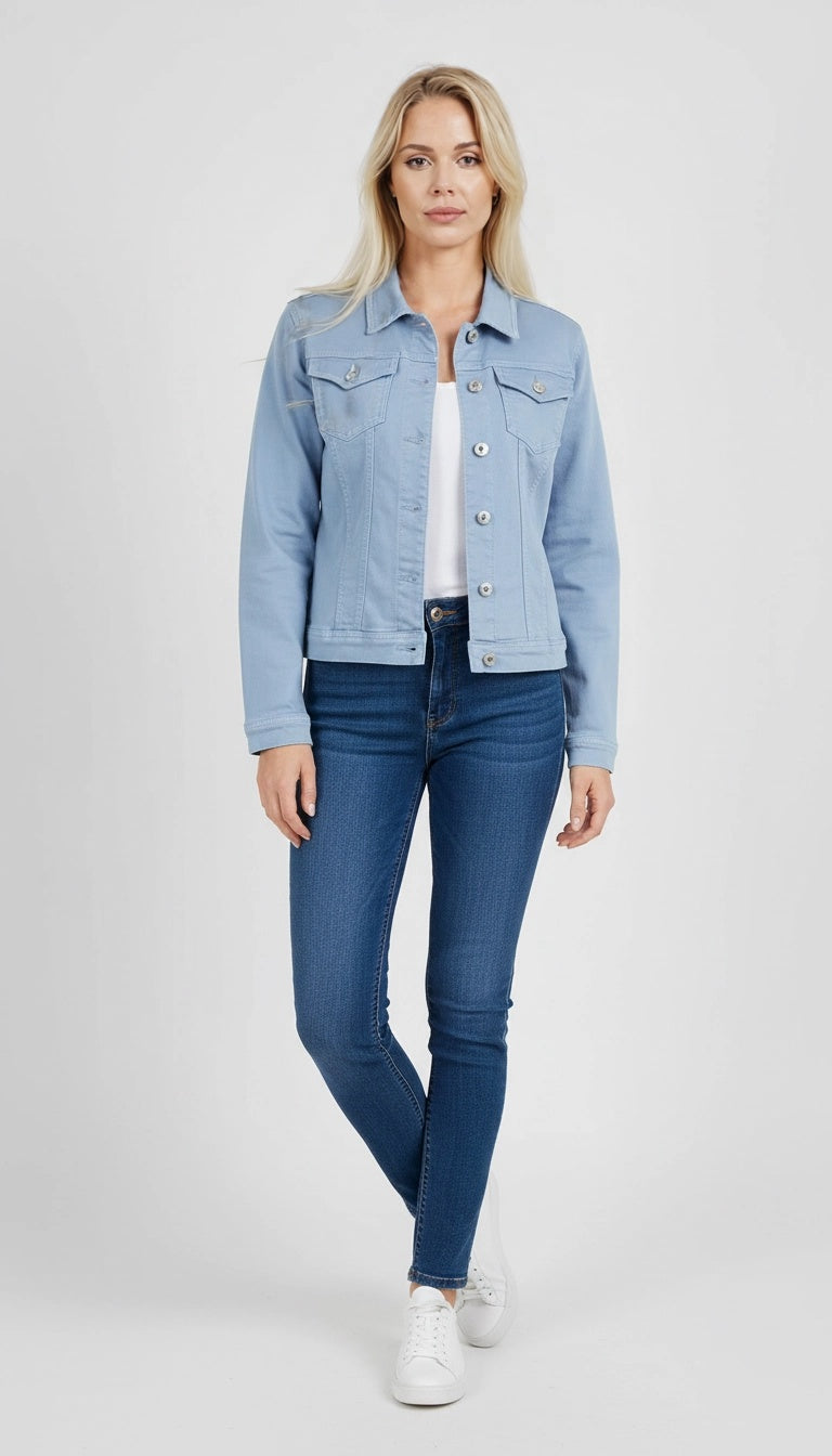 Women Button Down Denim Cotton Jacket