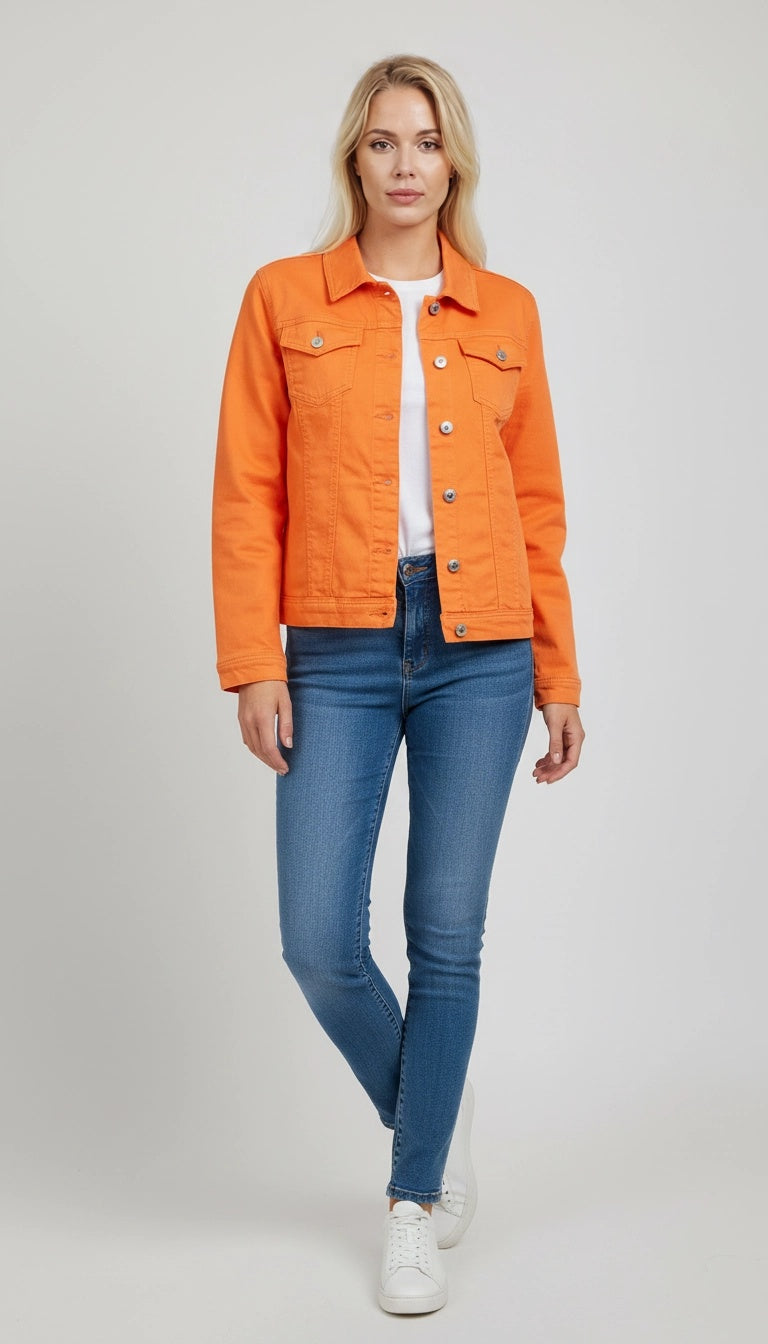 Women Button Down Denim Cotton Jacket