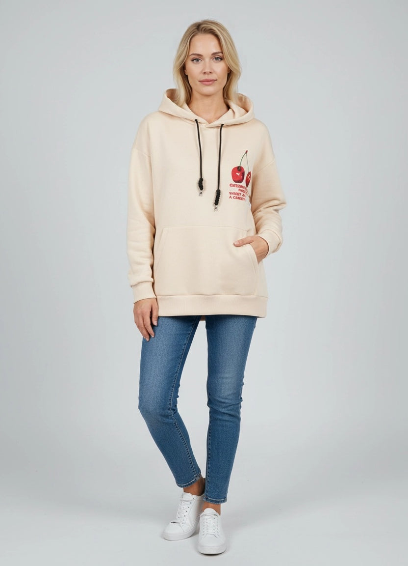 Cotton Baggy Hoodie Beige
