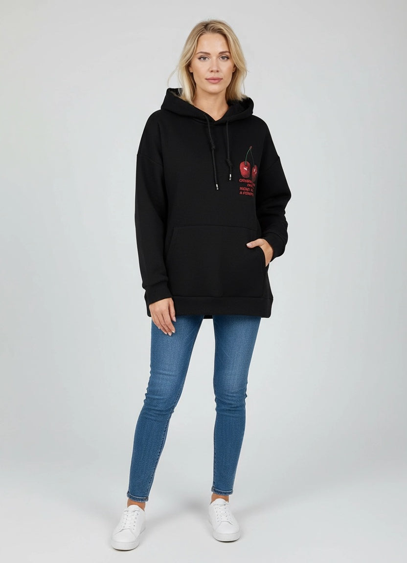Cotton Baggy Hoodie Black