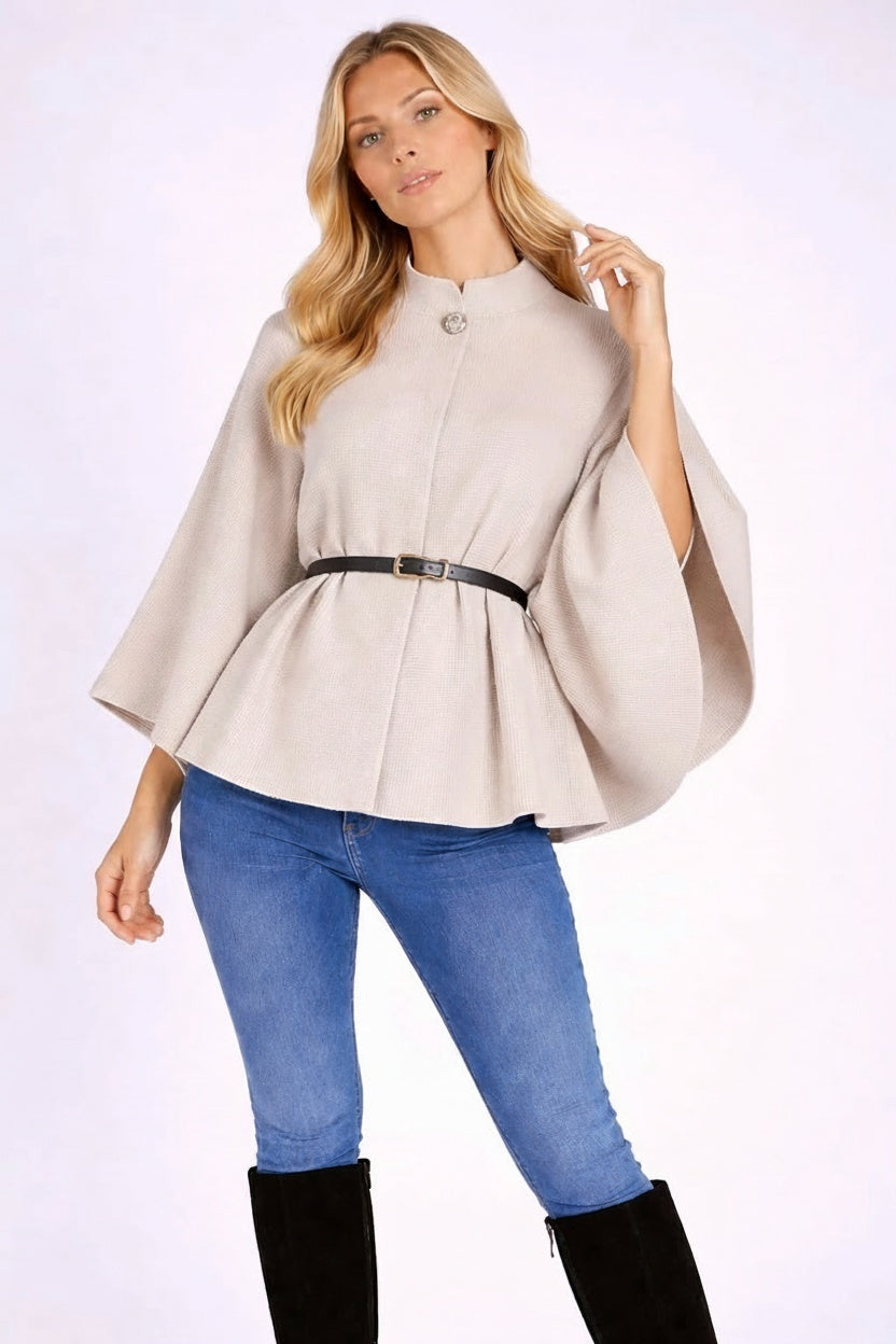 Belted Flare Top Beige