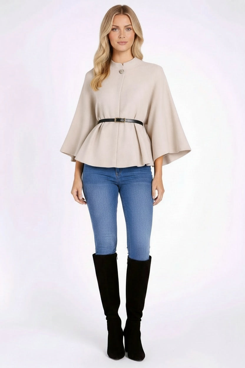 Belted Flare Top Beige