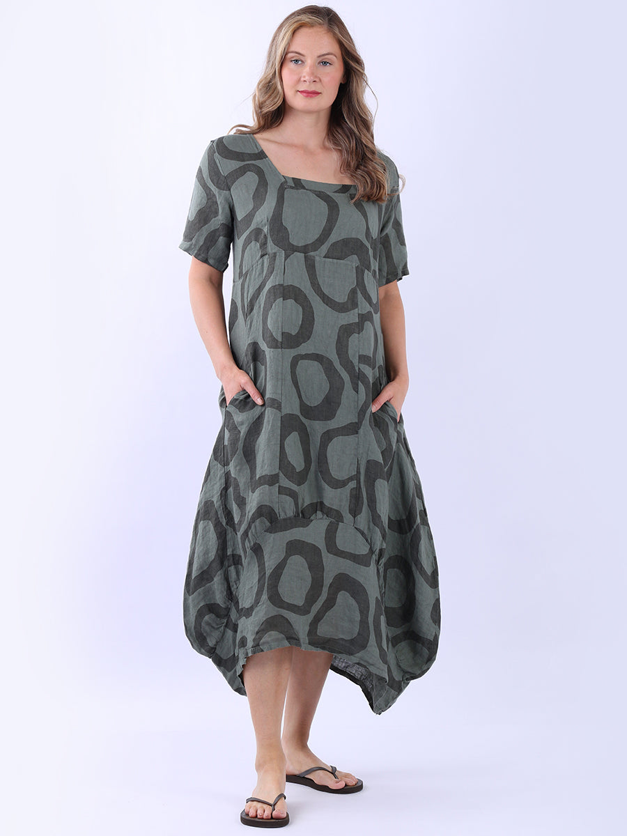 Slouchy Linen Dress Khaki