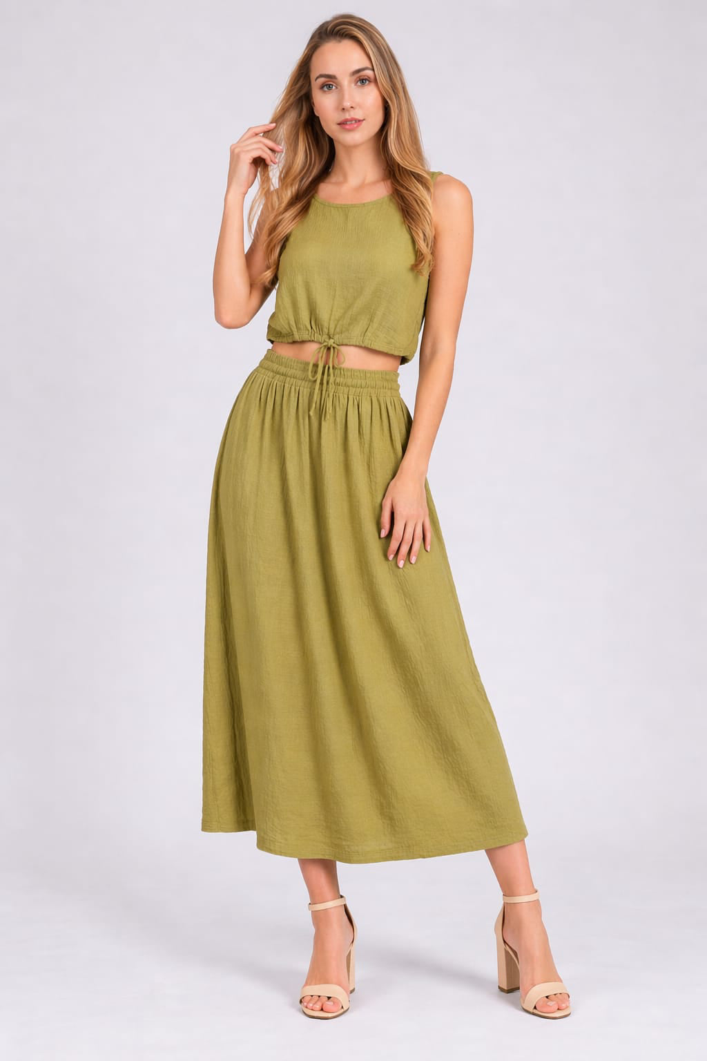 Skirt CoOrd Set Olive