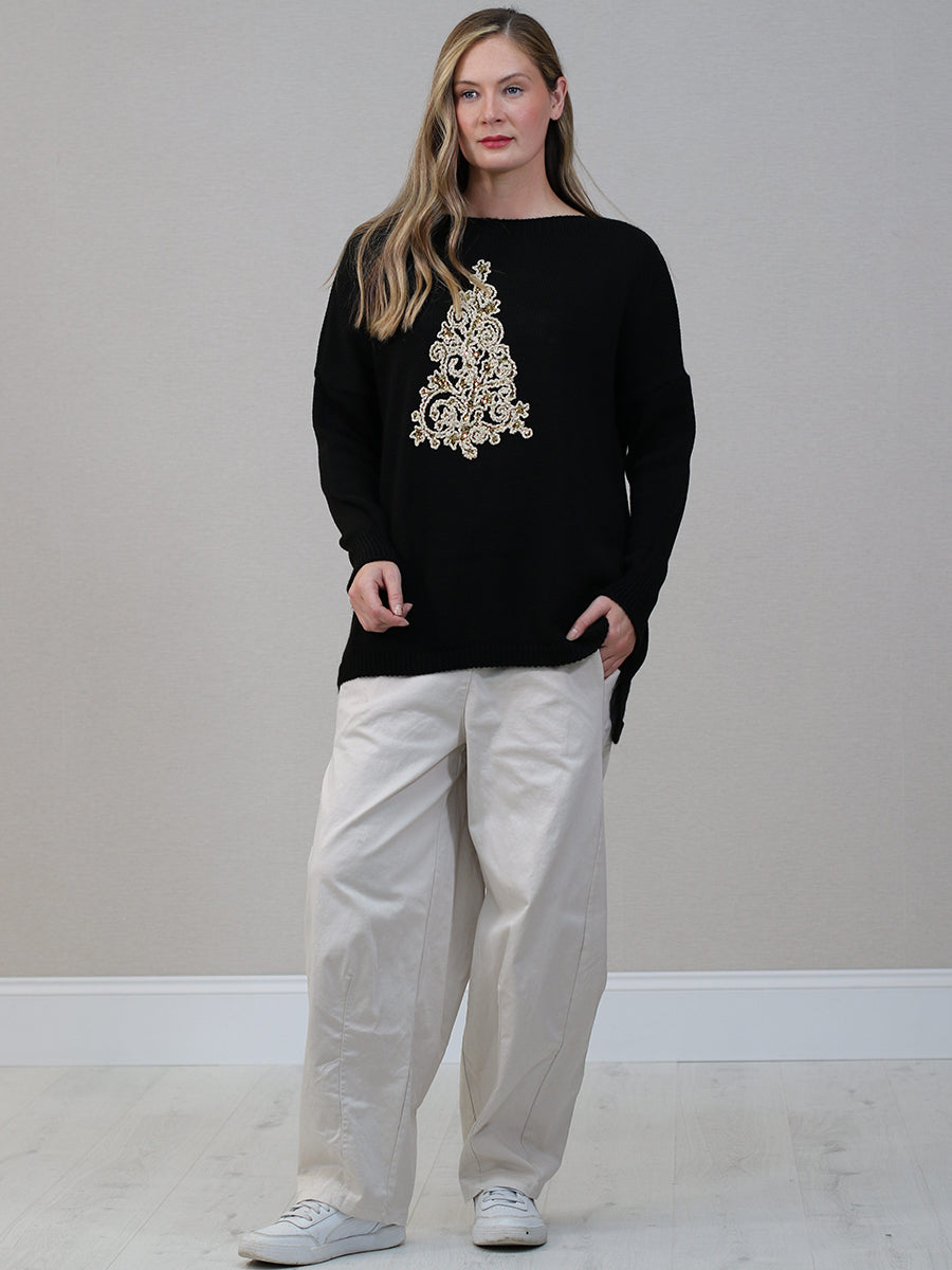 Crochet Knit Hi-Lo Xmas Jumper