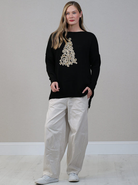 Crochet Knit Hi-Lo Xmas Jumper