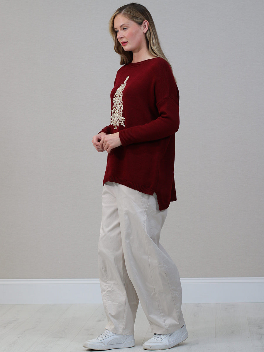 Crochet Knit Hi-Lo Xmas Jumper