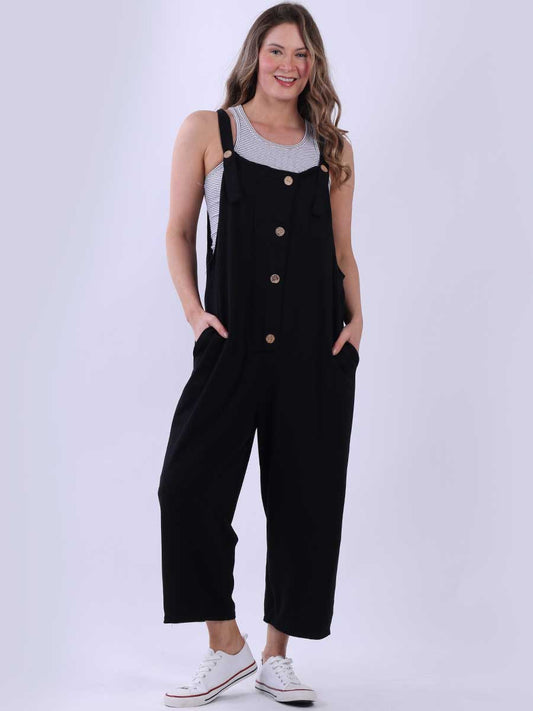 Women Plain Cotton Strappy Dungaree