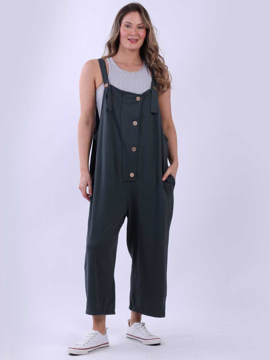 Women Plain Cotton Strappy Dungaree