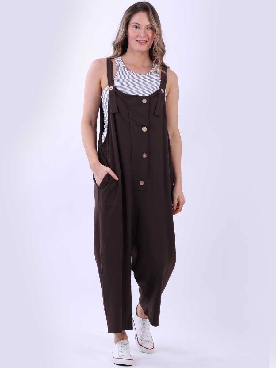 Women Plain Cotton Strappy Dungaree