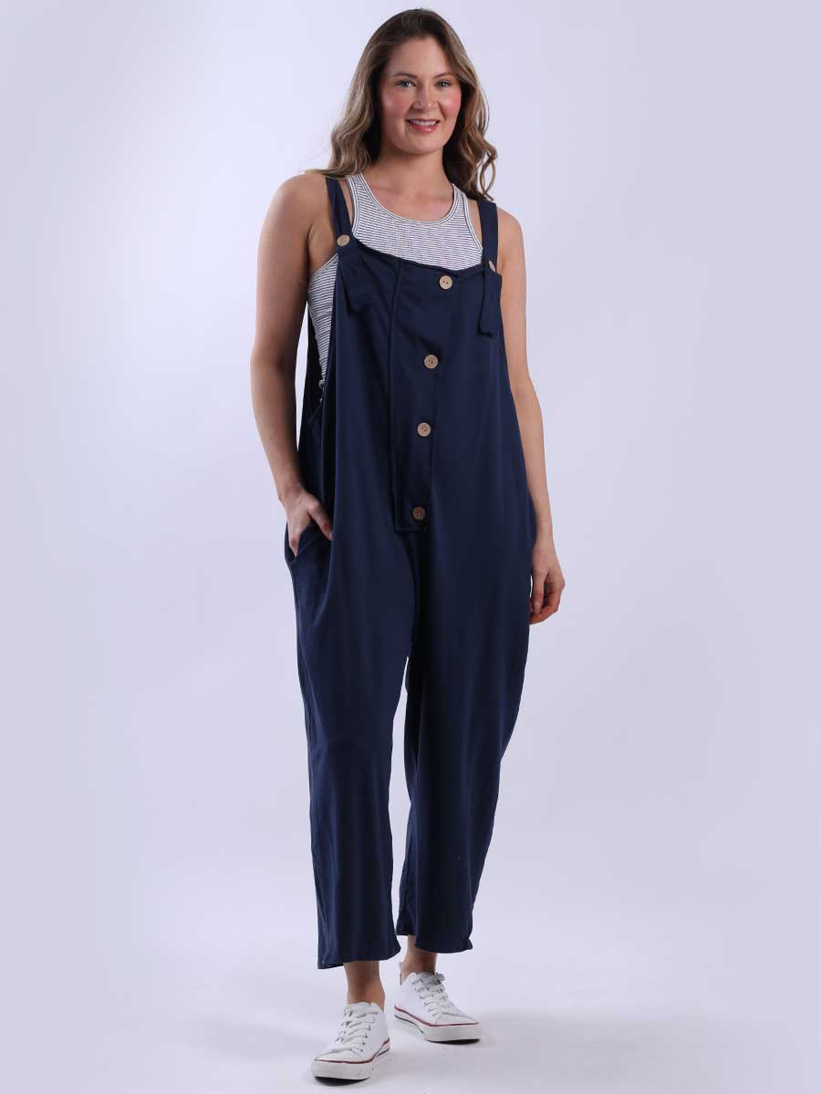 Women Plain Cotton Strappy Dungaree