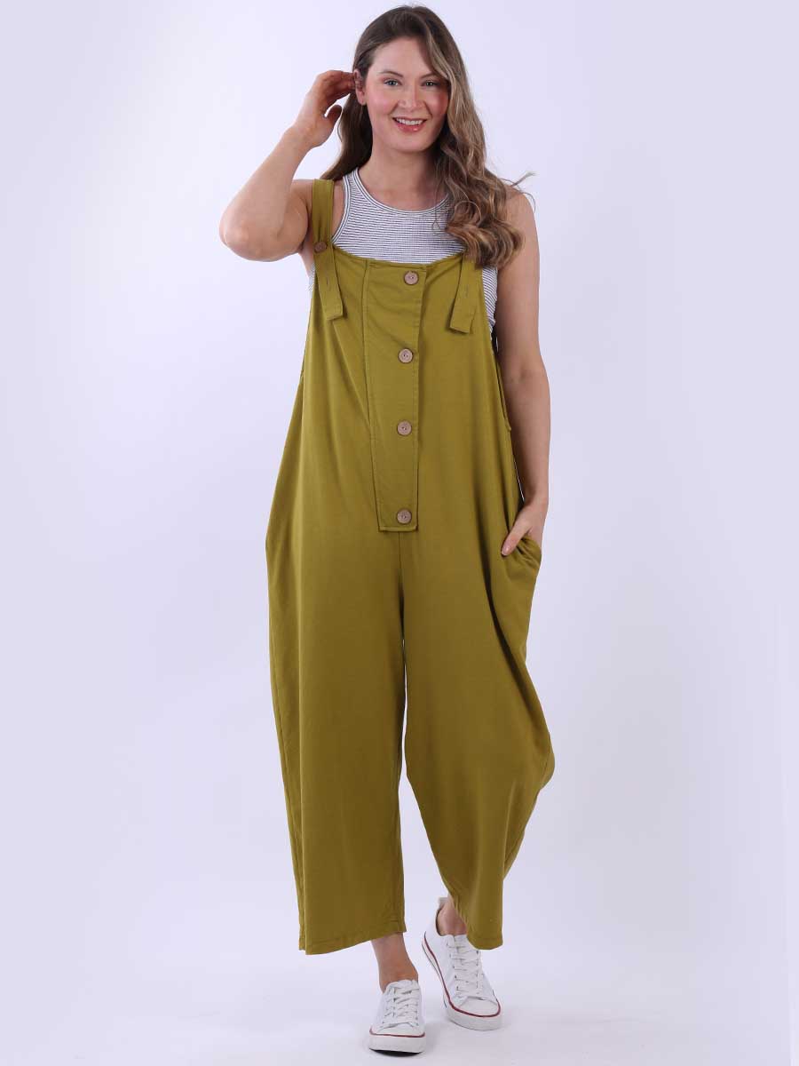 Women Plain Cotton Strappy Dungaree
