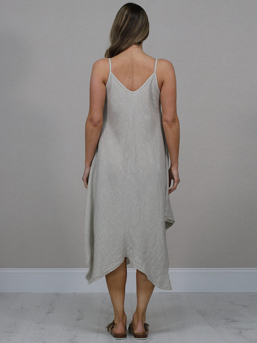 Sleeveless Plain Linen Cami Dress