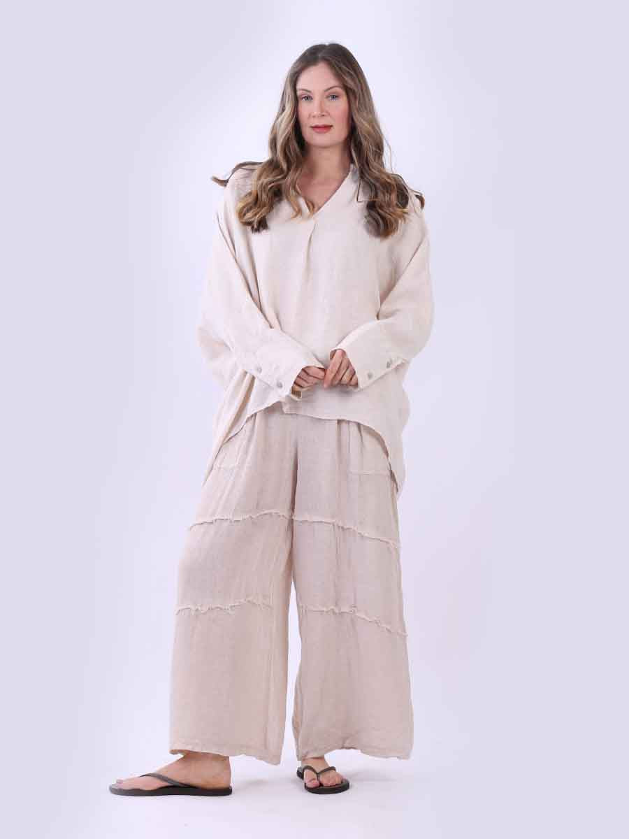 Ladies Plain Baggy Linen Top