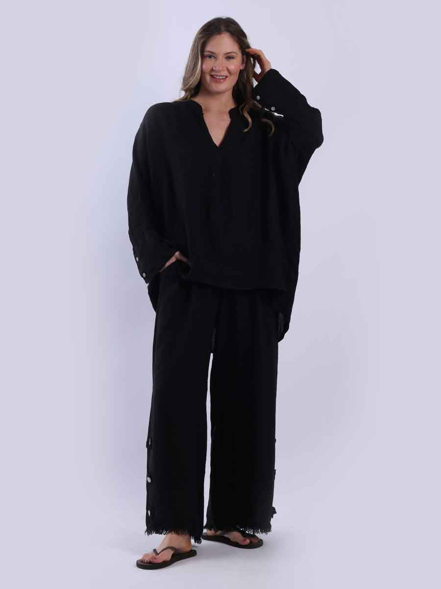 Ladies Plain Baggy Linen Top