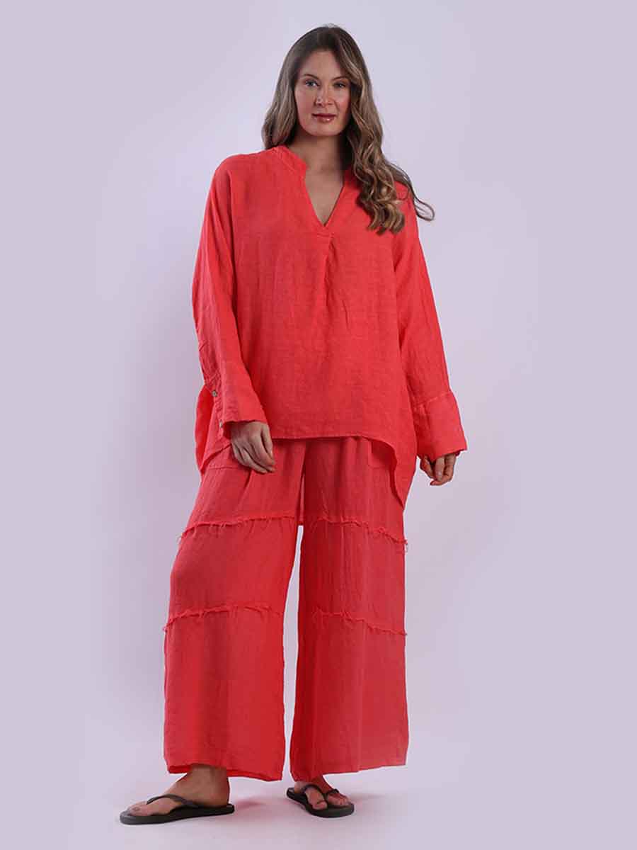 Ladies Plain Baggy Linen Top
