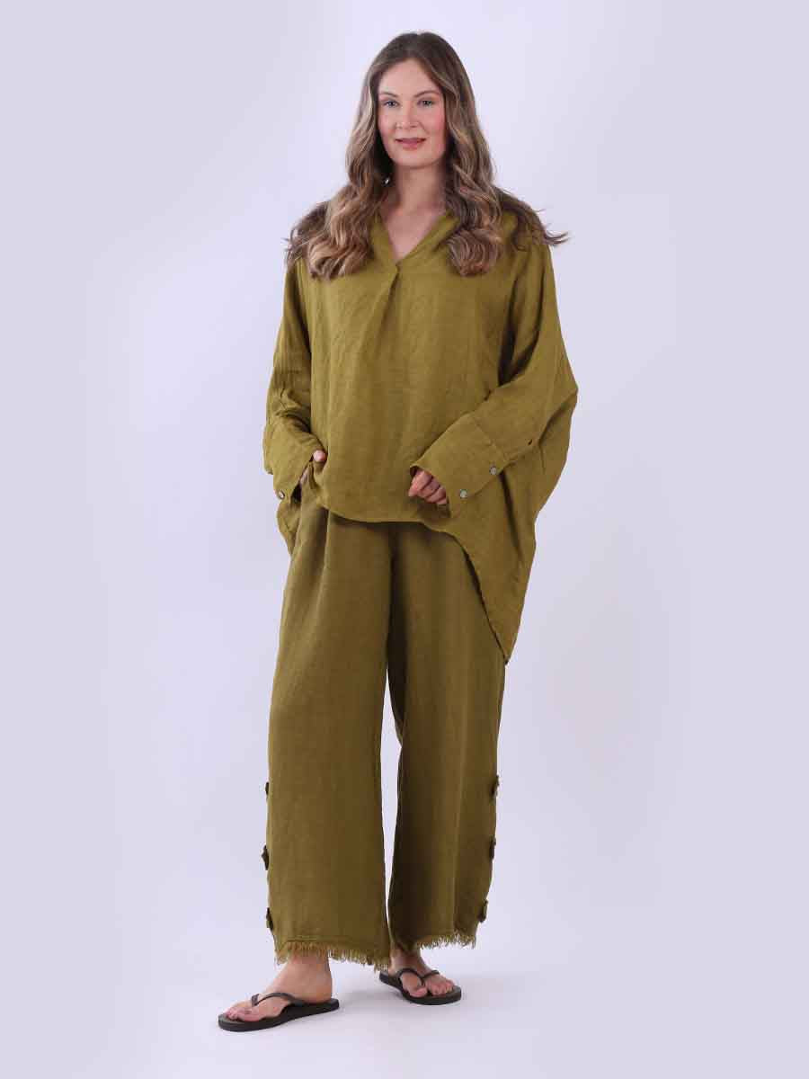 Ladies Plain Baggy Linen Top