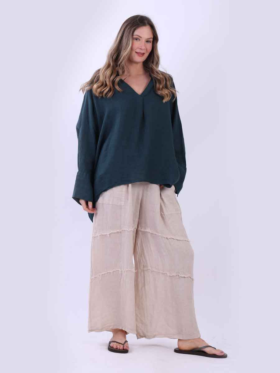 Ladies Plain Baggy Linen Top