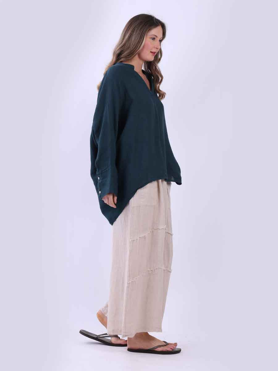 Ladies Plain Baggy Linen Top