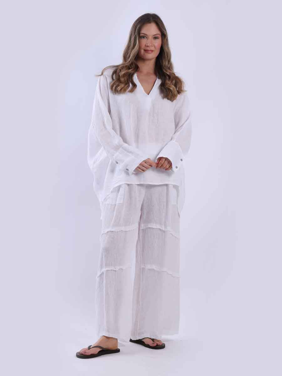 Ladies Plain Baggy Linen Top