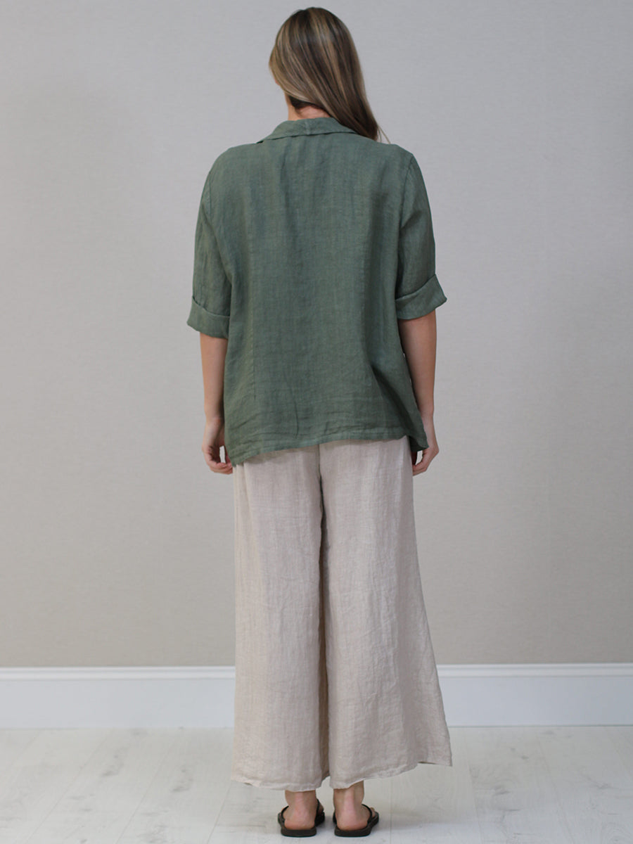 Shawl Collar Solid Linen Jacket