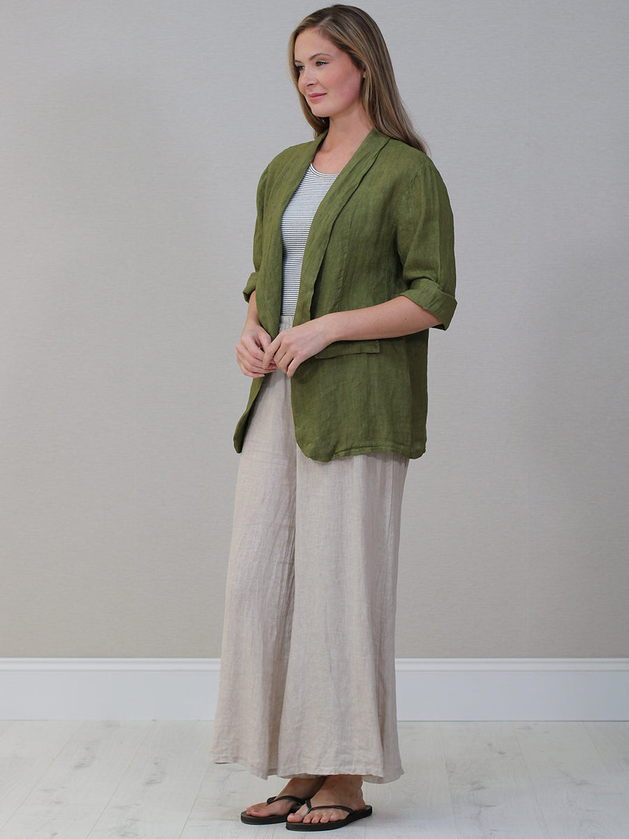 Shawl Collar Solid Linen Jacket